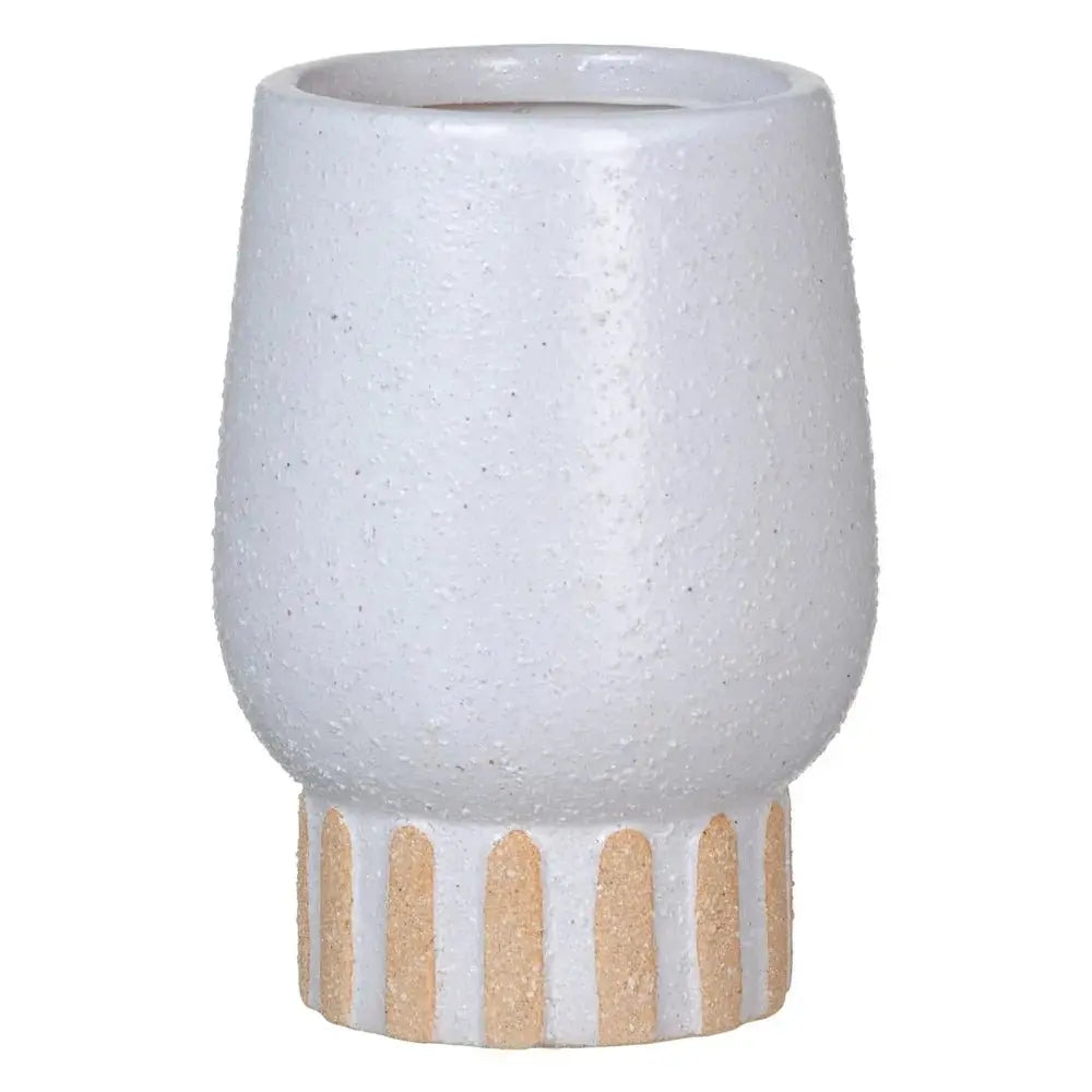 Ceramic white vase by SKAY, showcasing a smooth finish and elegant design, ideal for floral arrangements.