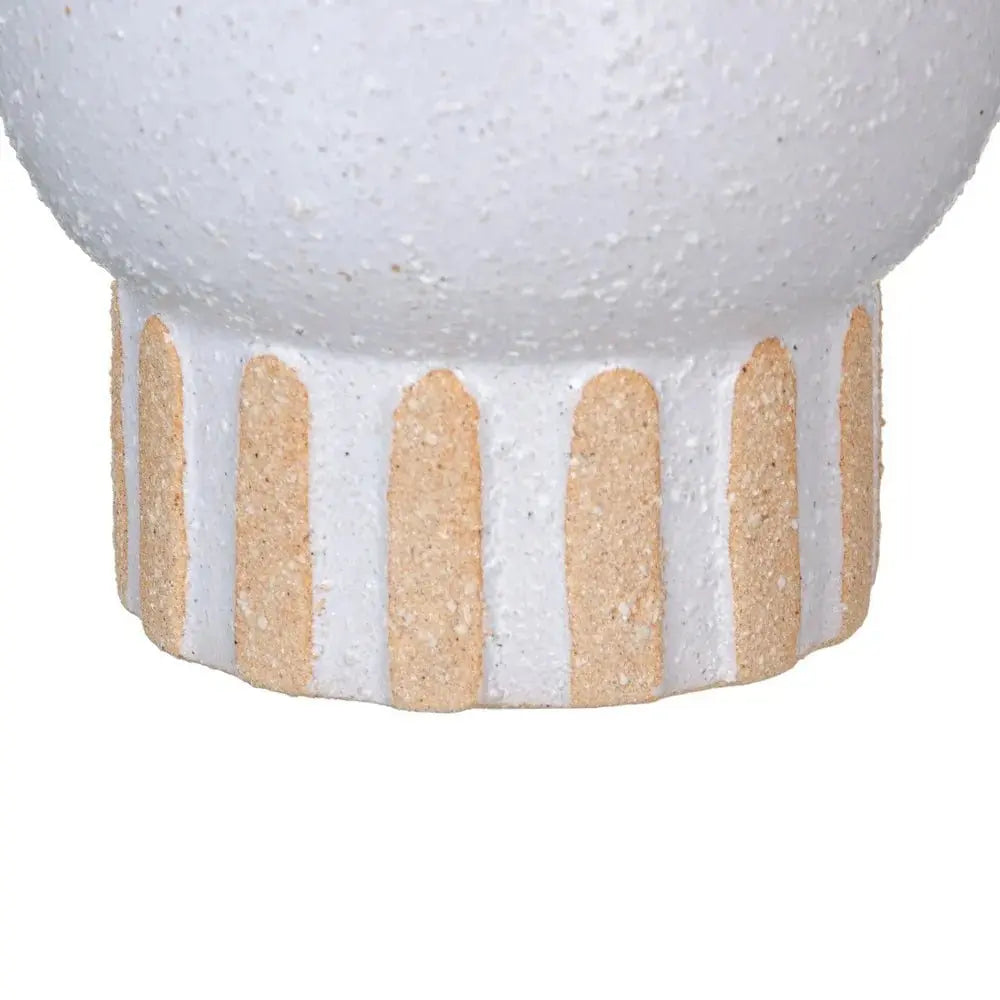 White ceramic vase by SKAY with a smooth finish and elegant design, perfect for floral arrangements.