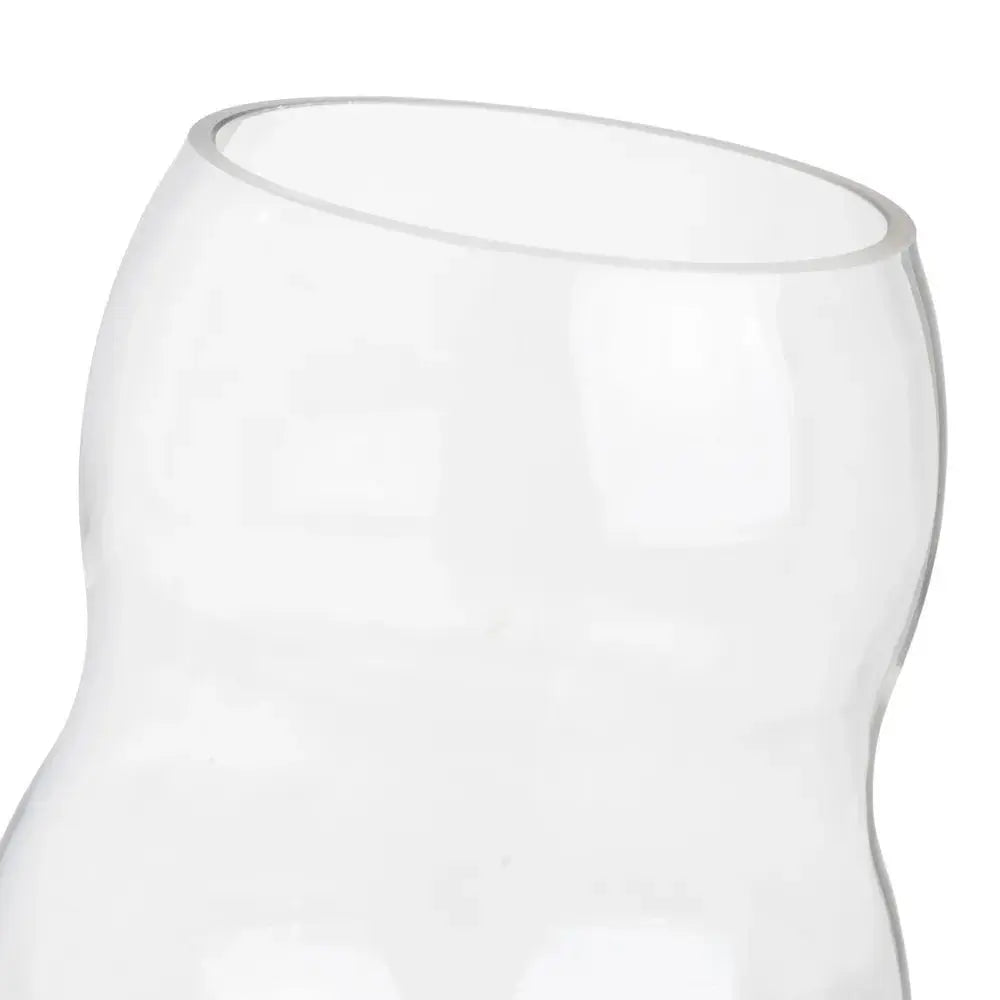 Clear glass vase by SKAY with a sleek design, perfect for floral arrangements or as a decorative accent.