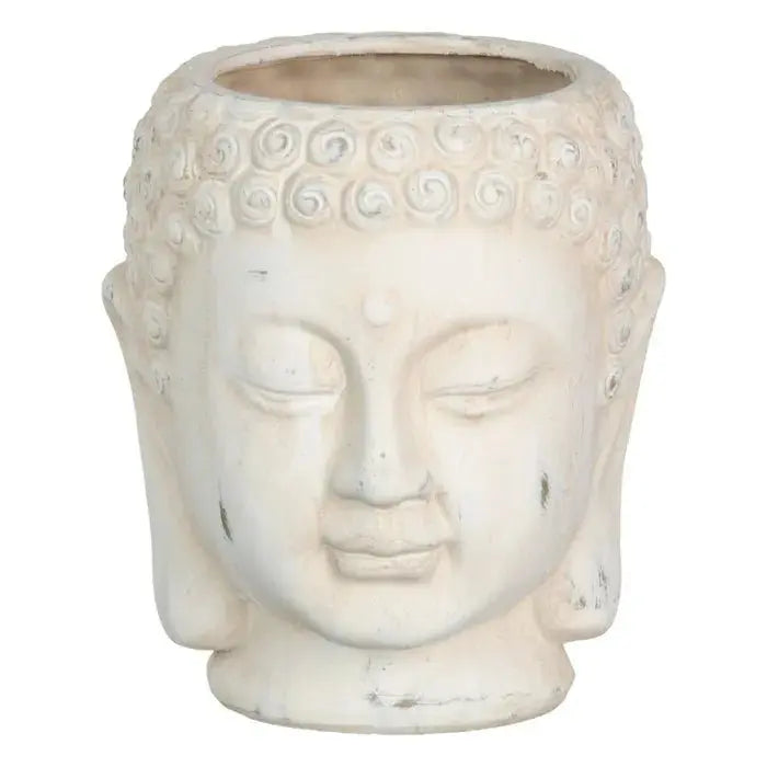 Terracotta Buda macetero by SKAY, featuring an intricate oriental design and textured surface for plant display.