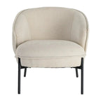 Beige SKAY armchair with a fabric and metal design, showcasing a modern and stylish aesthetic.