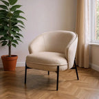 Beige fabric and metal chair by SKAY, showcasing a modern design with comfortable seating.
