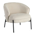Beige fabric and metal armchair by SKAY, showcasing a modern design with sleek lines and comfortable seating.