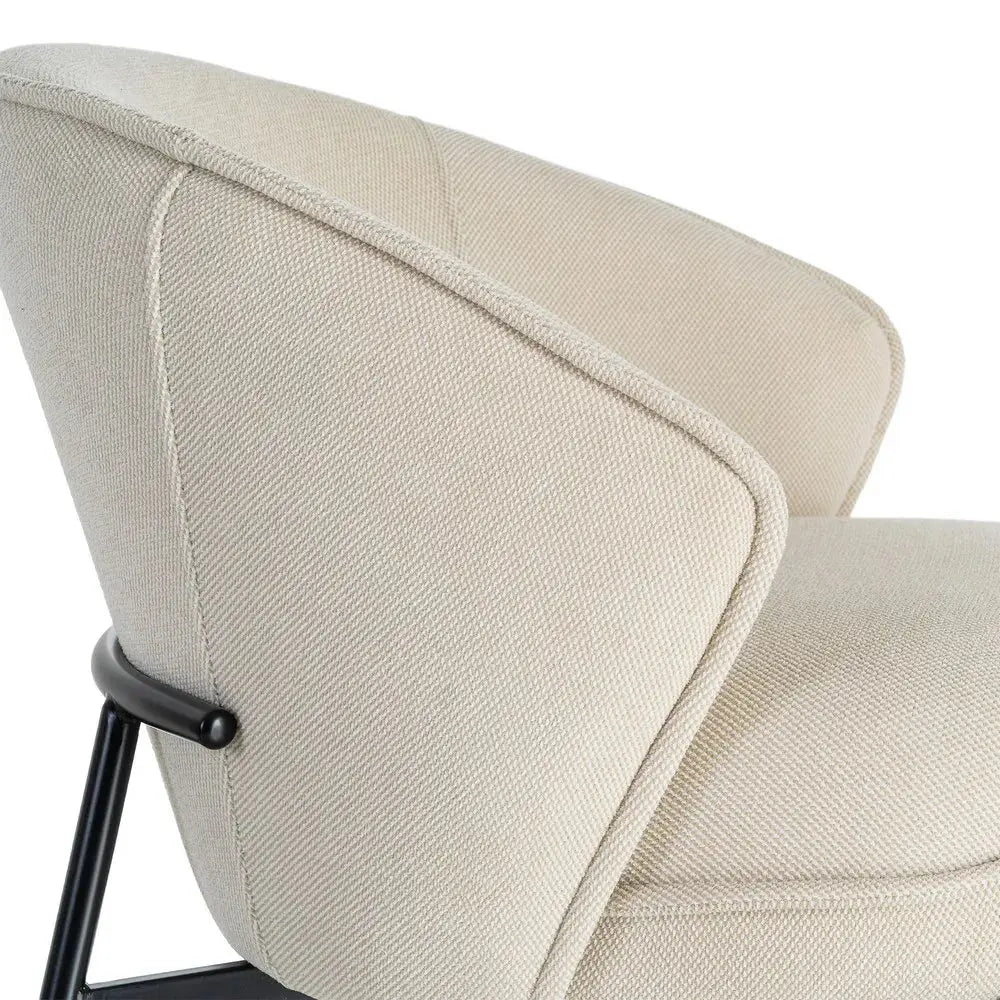 Beige SKAY fabric and metal armchair with a modern design and comfortable seating.